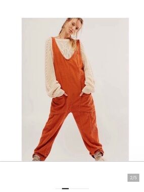 Free People Burnt Orange Corduroy Dungarees